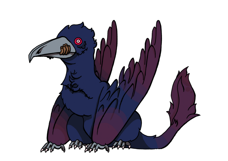 Character design concept and turn-around of The Bird. 3/4 Profile for animation guide.